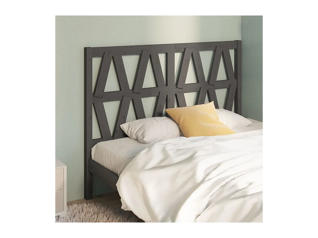 Tête de lit Gris 146x4x100 cm Bois massif de pin