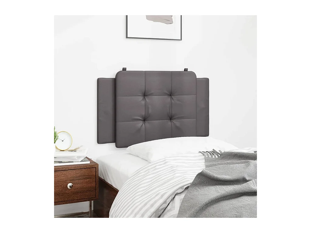 Cojín cabecero gris 80 cm piel sintética