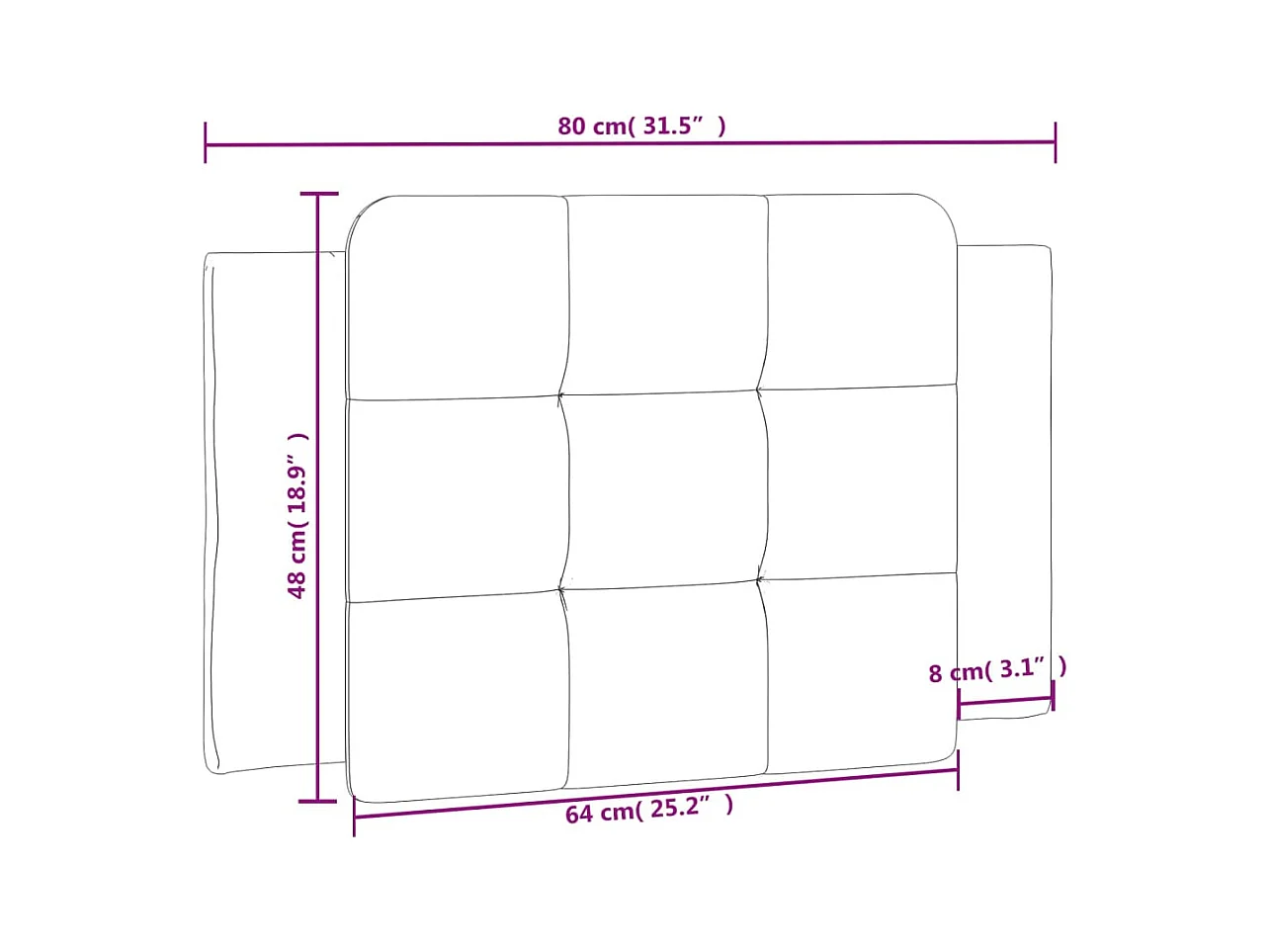 Cojín cabecero gris 80 cm piel sintética