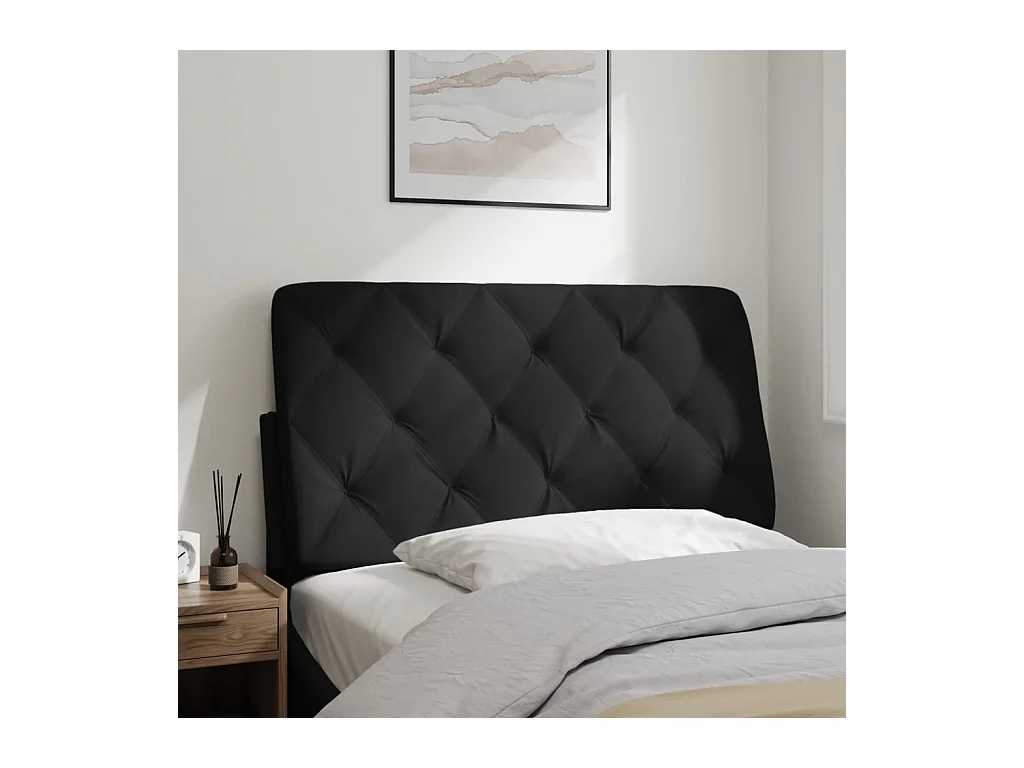 Zwart hoofdbordkussen 100 cm fluweel