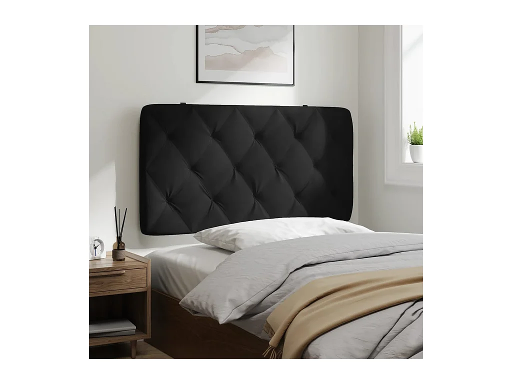 Zwart hoofdbordkussen 100 cm fluweel