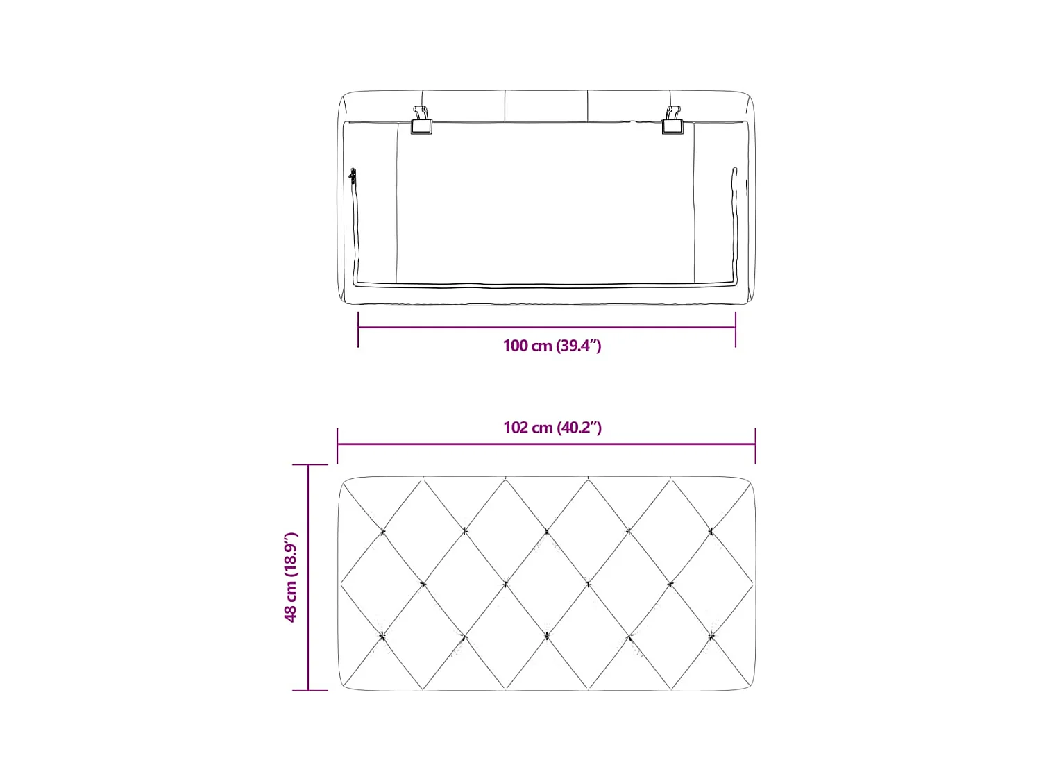 Zwart hoofdbordkussen 100 cm fluweel