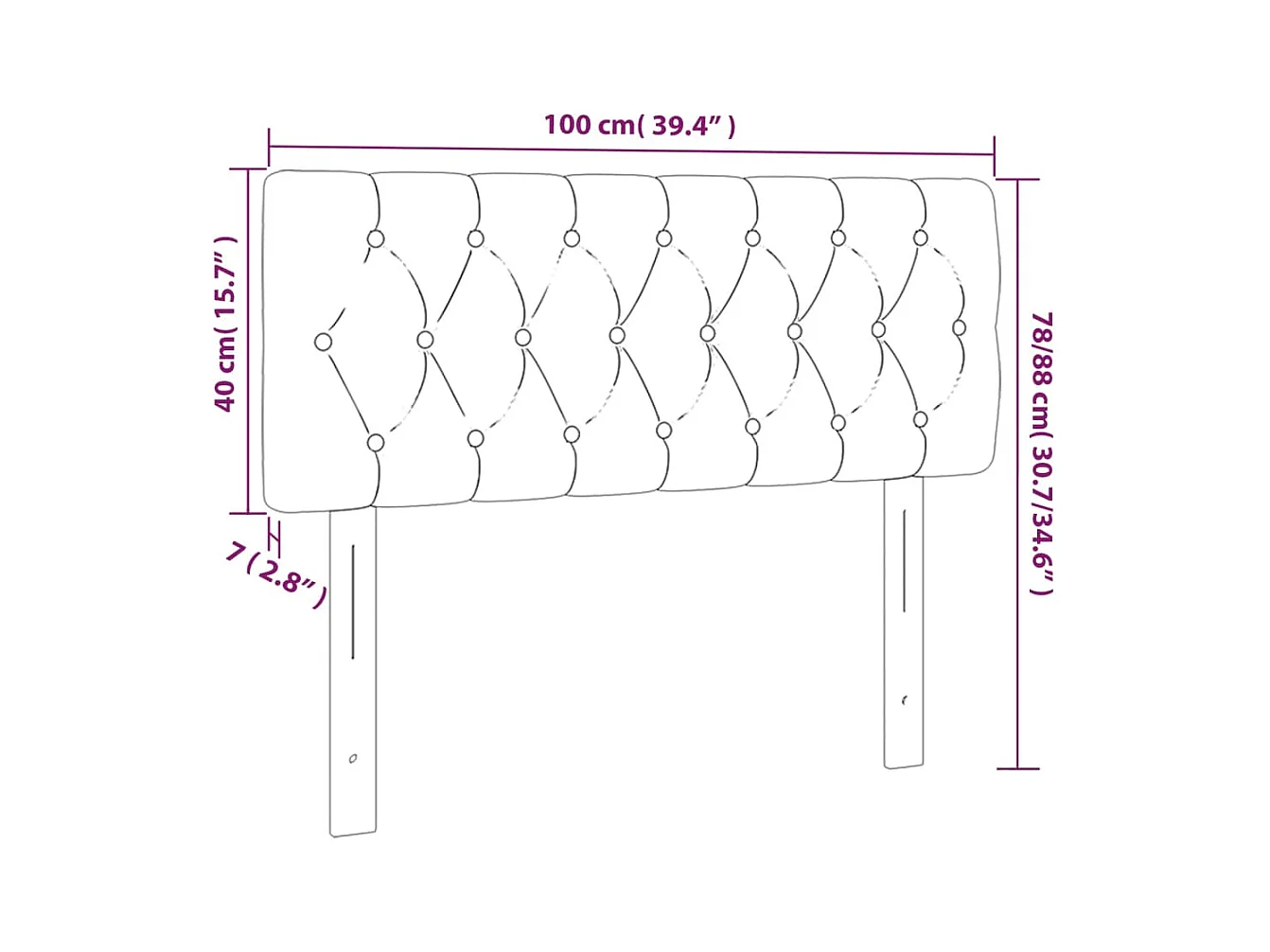LED Hoofdbord Zwart 100x7x78/88 cm Fluweel