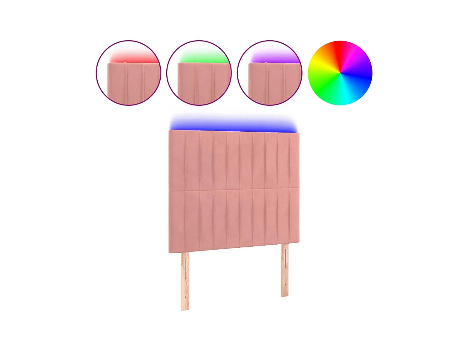 LED Hoofdbord Roze 80x5x118/128 cm Fluweel