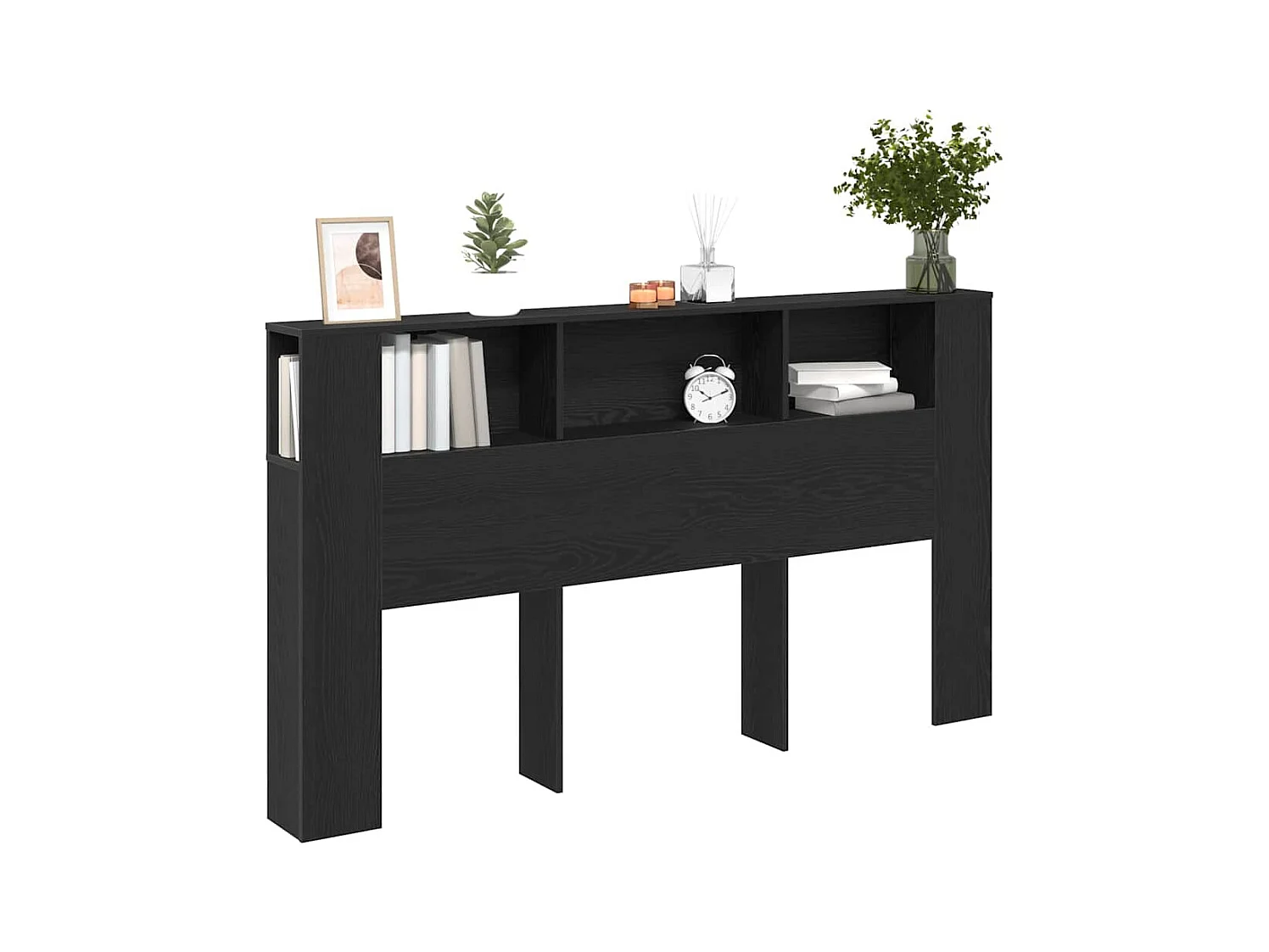 Cabinet de Tête de Lit Chêne noir 180 x 18.5 x 102.5 cm