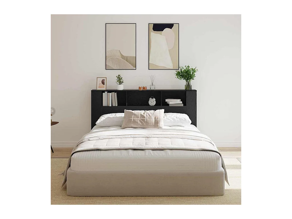 Cabinet de Tête de Lit Chêne noir 180 x 18.5 x 102.5 cm