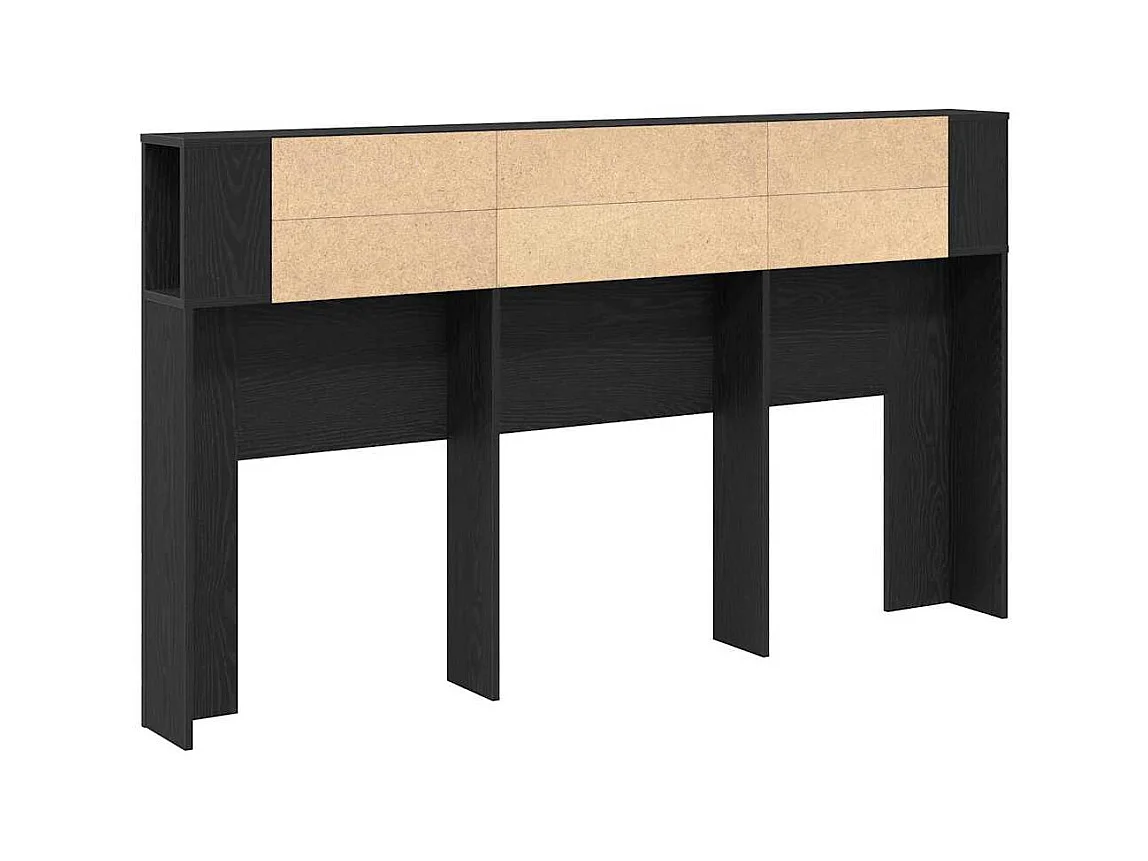 Cabinet de Tête de Lit Chêne noir 180 x 18.5 x 102.5 cm