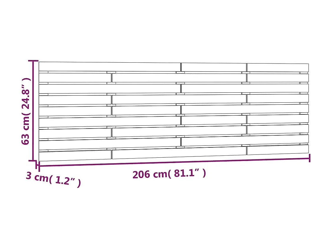 Wandhoofdbord 206x3x63 cm Massief grenenhout