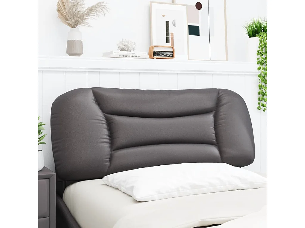 Coussin de tête de lit gris 100 cm similicuir