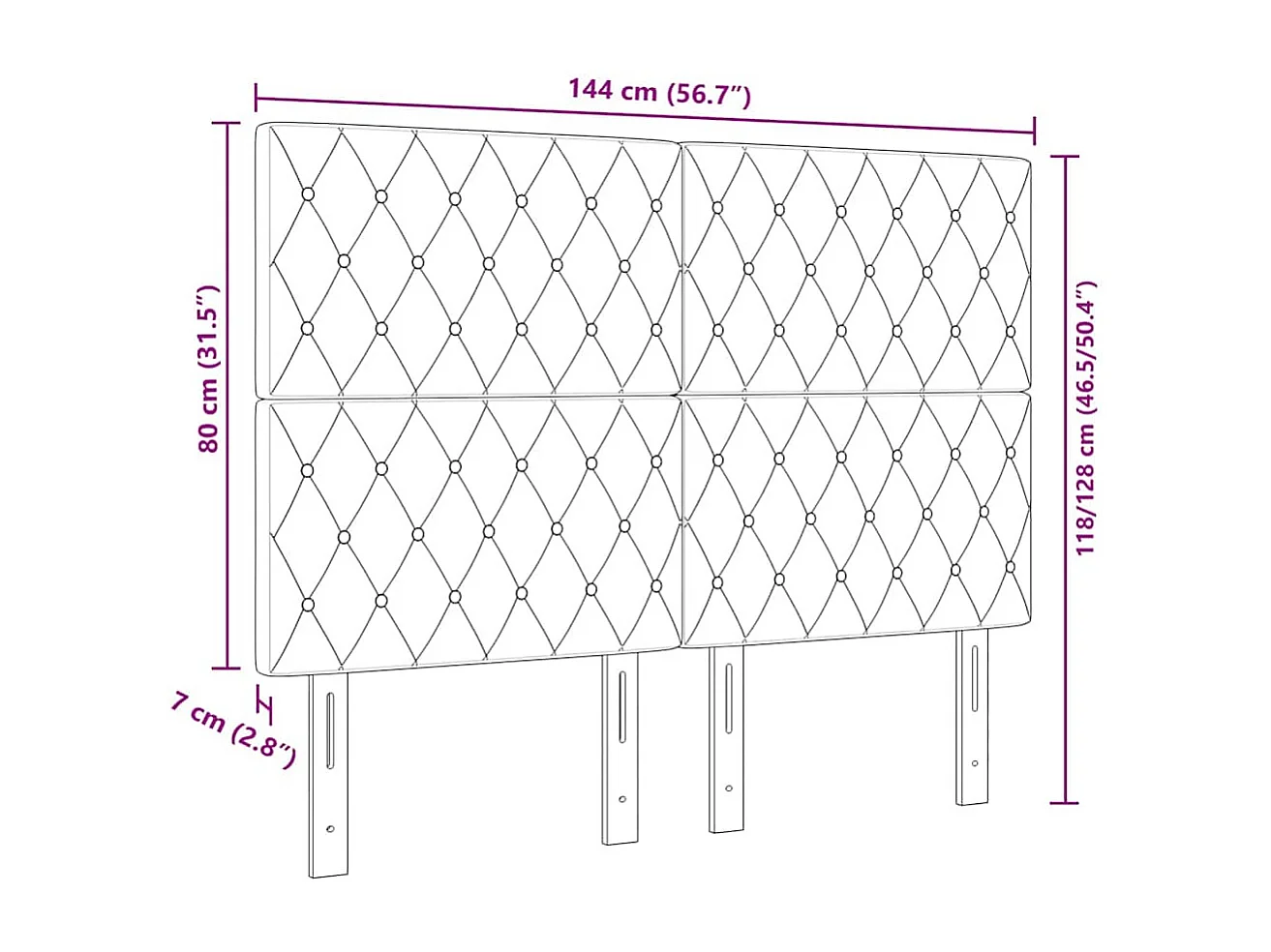 Donkergrijs Argyle fluwelen hoofdbord 140 cm fluweel