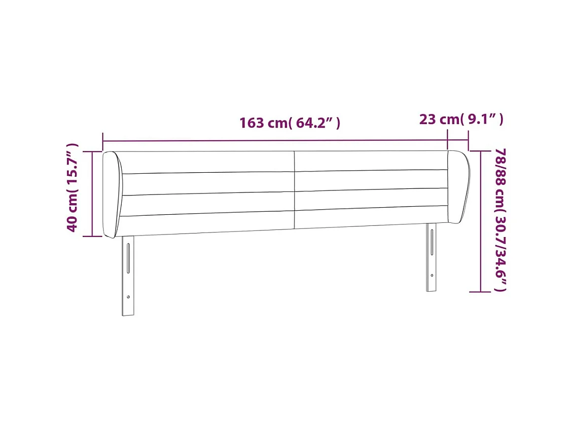 Hoofdbord met vleugels Zwart 163x23x78/88 cm Fluweel