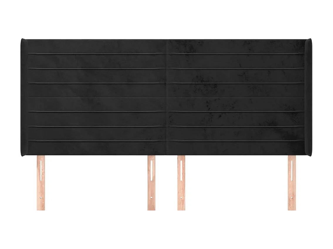 Testiera con ali Nero 163x16x118/128 cm Velluto