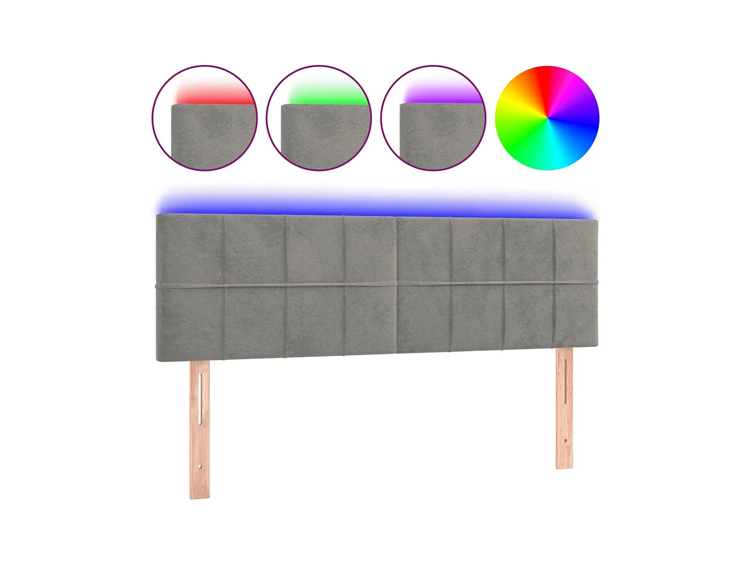 Tête de lit à LED Gris clair 144x5x78/88 cm Velours