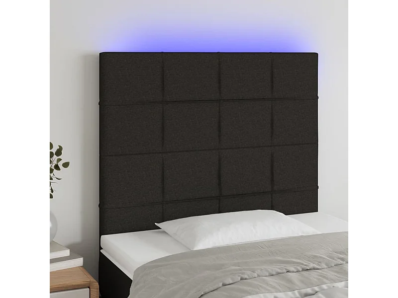 Tête de lit à LED Noir 80x5x118/128 cm Tissu