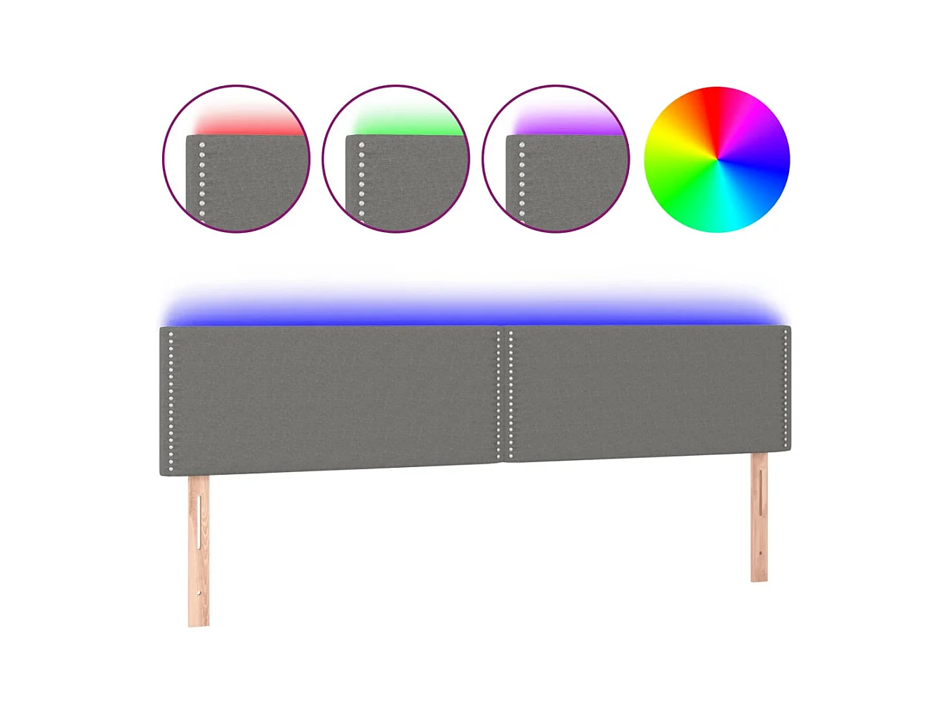 LED hoofdbord Donkergrijs 160x5x78/88 cm Stof