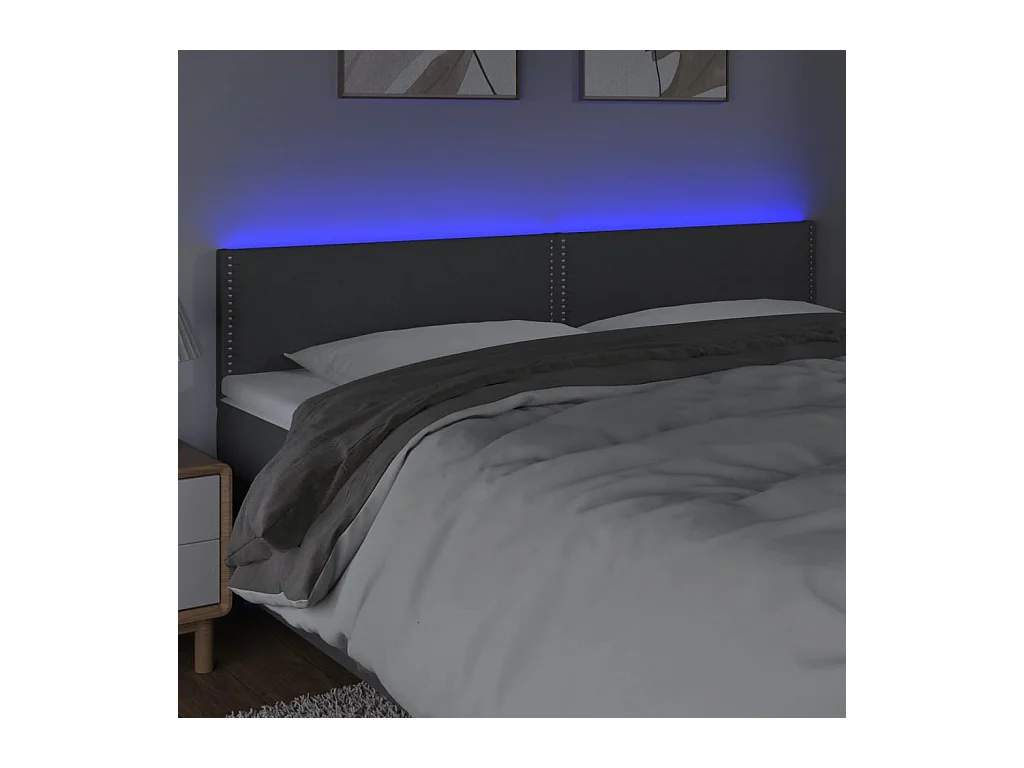 LED hoofdbord Donkergrijs 160x5x78/88 cm Stof