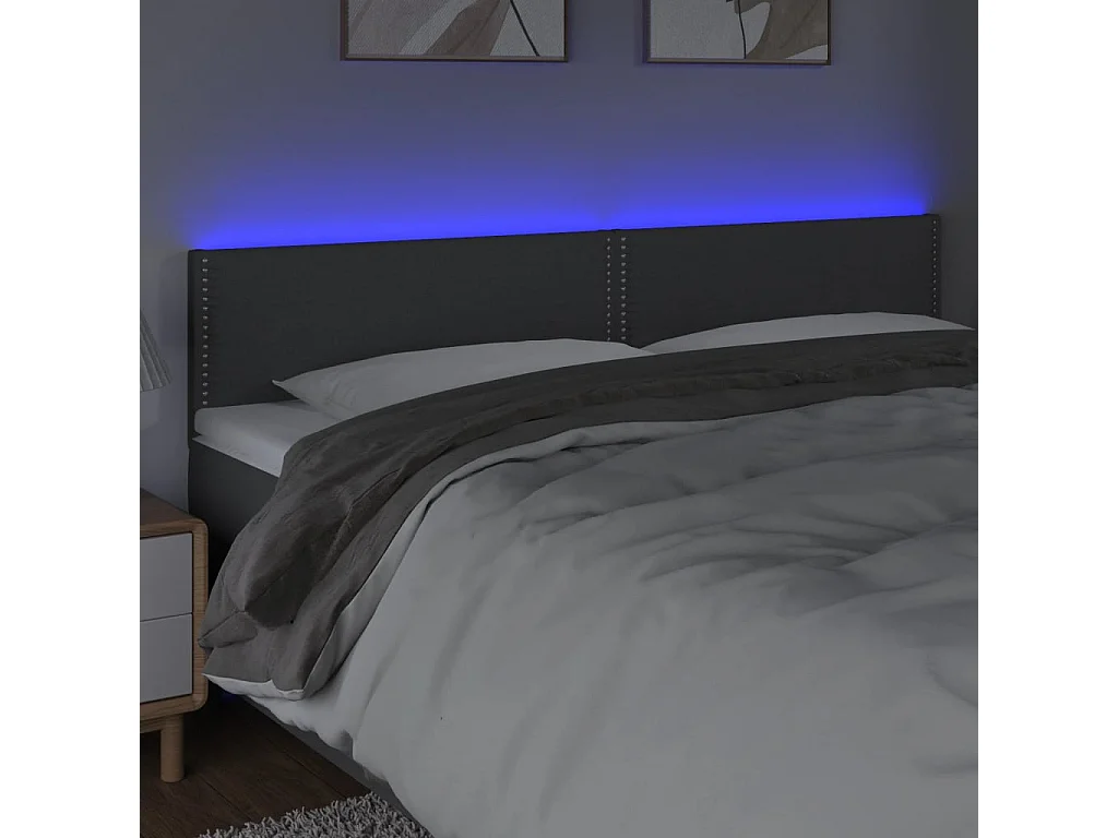 Tête de lit à LED Gris foncé 160x5x78/88 cm Tissu