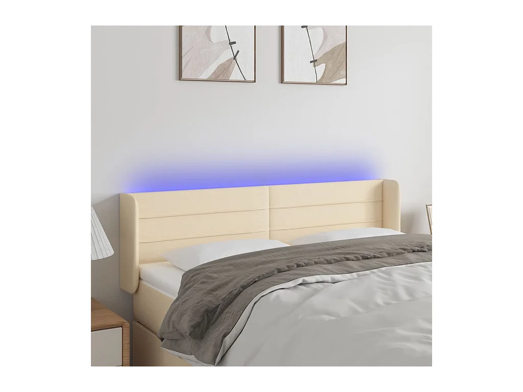 LED Hoofdbord Crème 147x16x78/88 cm Stof