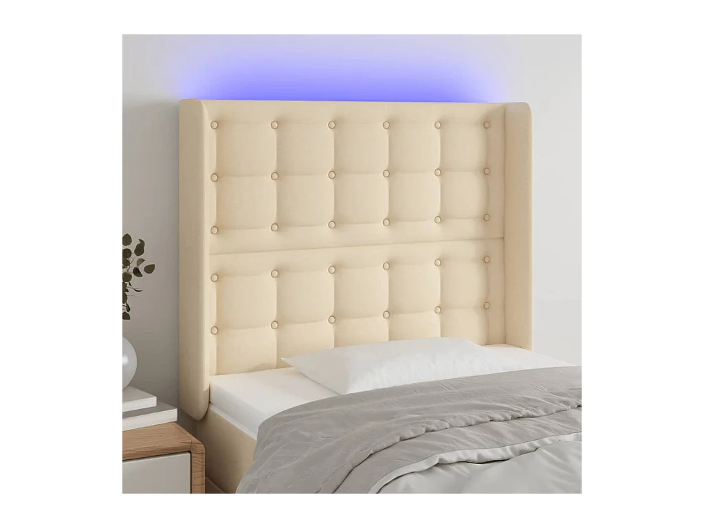 Cabecero LED Crema 93x16x118/128 cm Tela