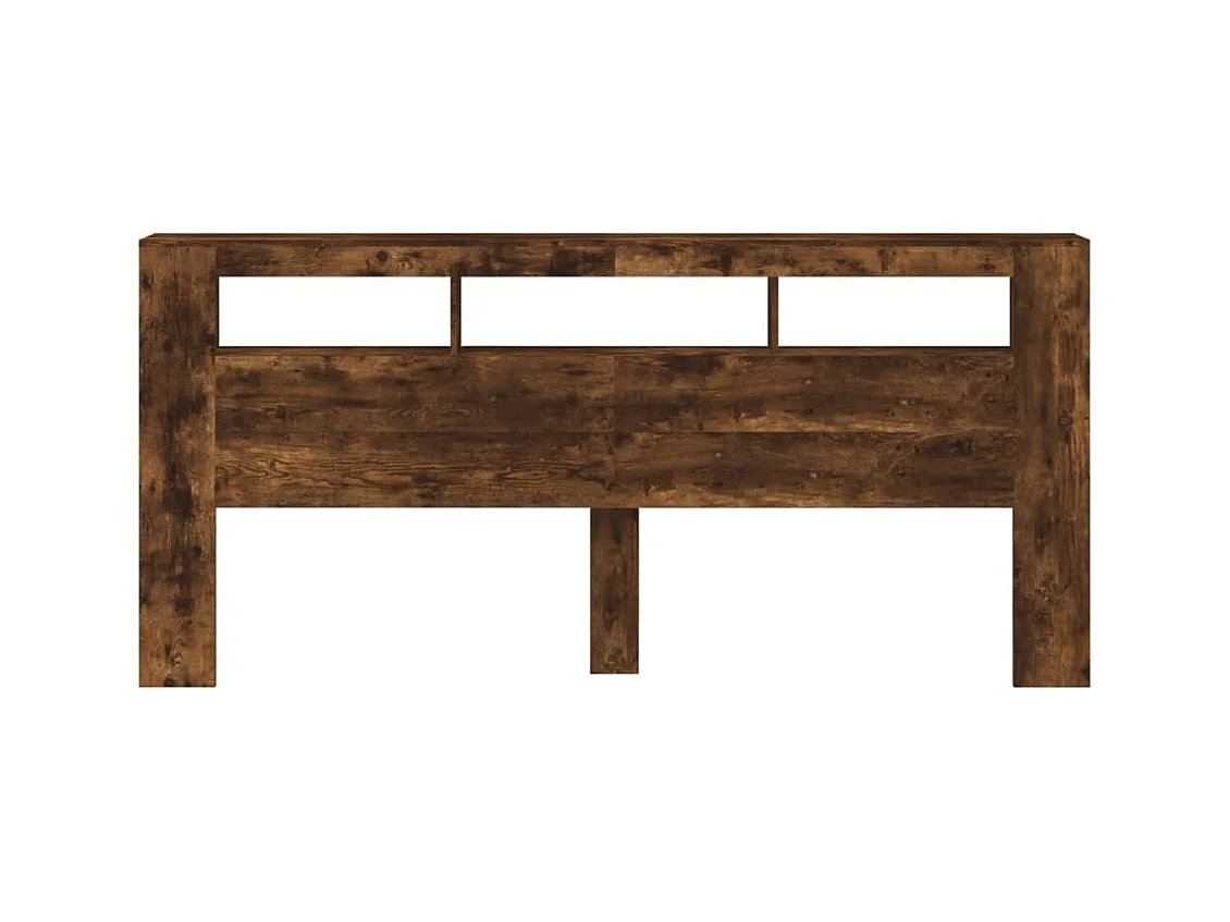 Gerookt eiken LED hoofdbord 220x18,5x103,5cm bewerkt hout