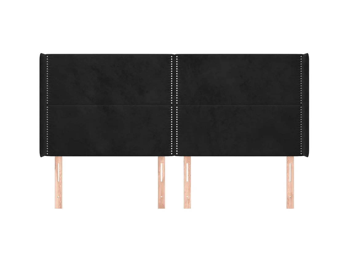 Hoofdbord met vleugels Zwart 183x16x118/128 cm Fluweel