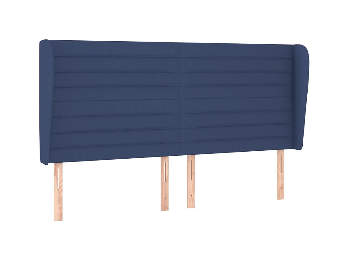 Hoofdbord met vleugels Blauw 203x23x118/128 cm Stof