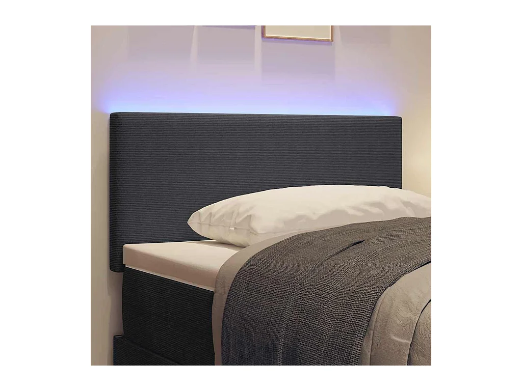 LED hoofdbord met LED verlichting Donkergrijs 90 cm stof