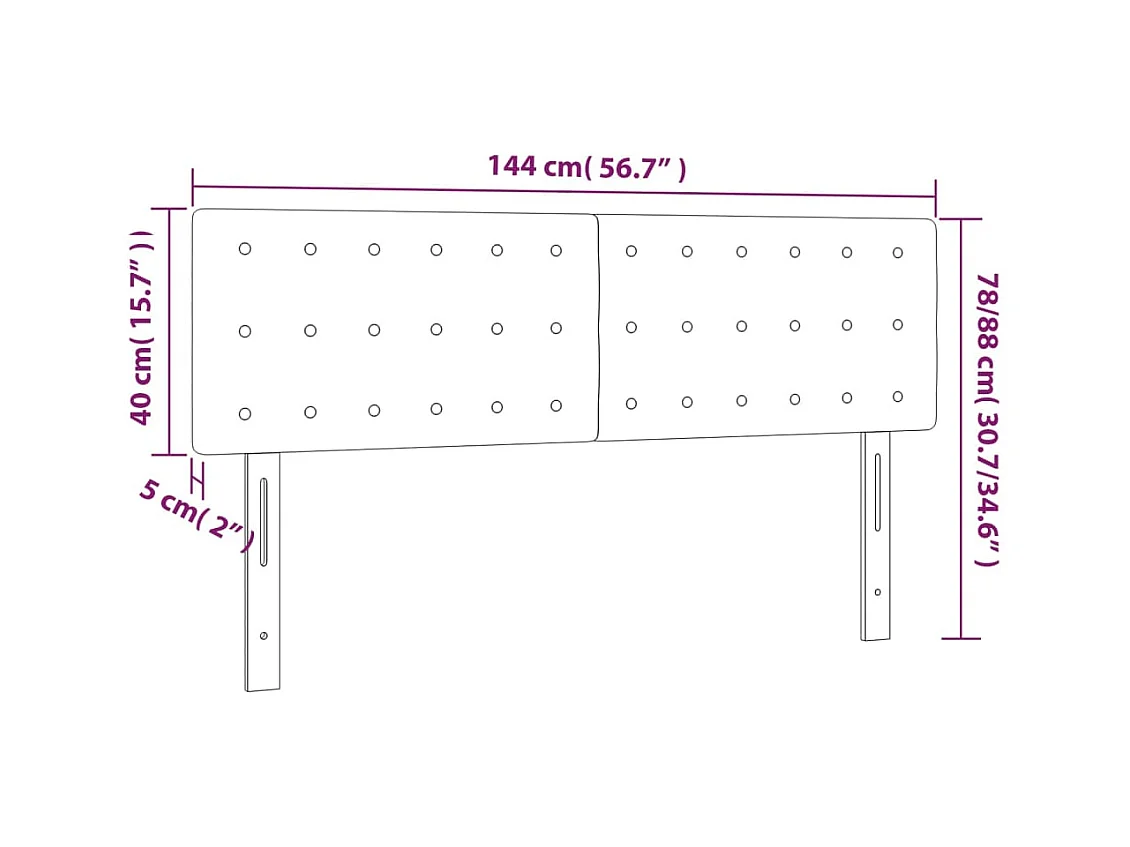 Kopfteile 2 Stk. Hellgrau 72x5x78/88 cm Samt