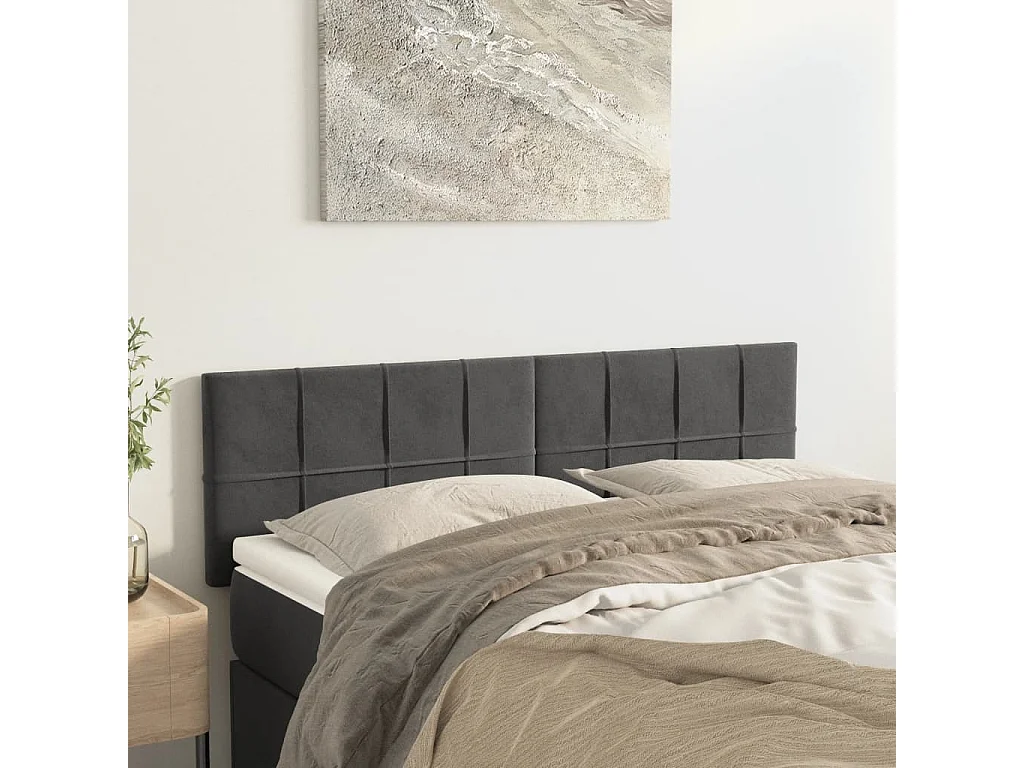 Têtes de lit 2 pcs Gris foncé 72x5x78/88 cm Velours
