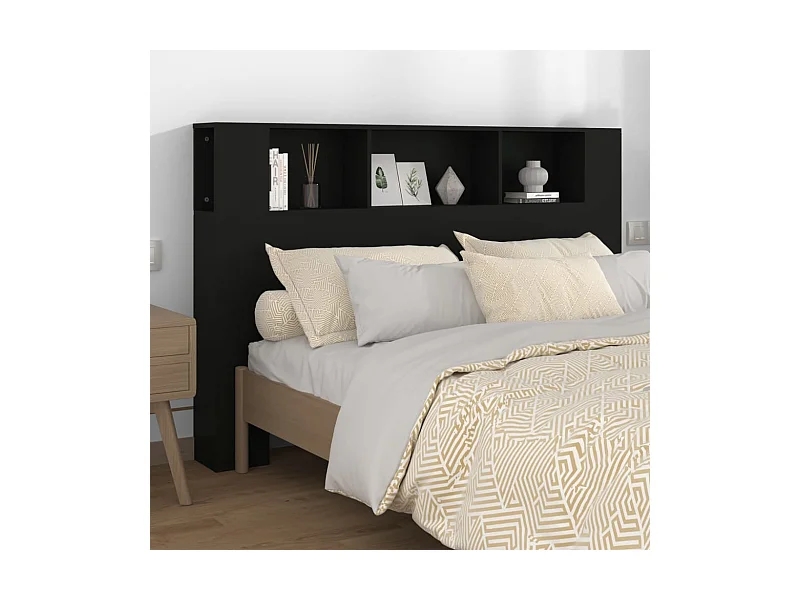 Armoire de tête de lit Noir 160x18,5x104,5 cm