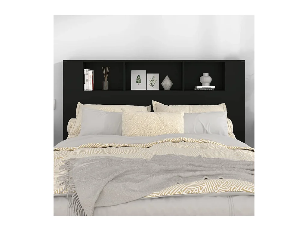 Armoire de tête de lit Noir 160x18,5x104,5 cm