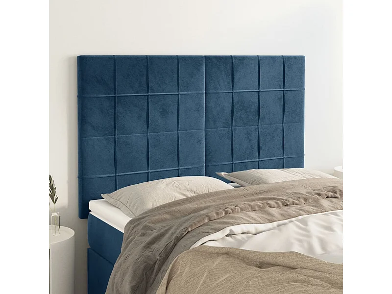Têtes de lit 4 pcs Bleu foncé 72x5x78/88 cm Velours