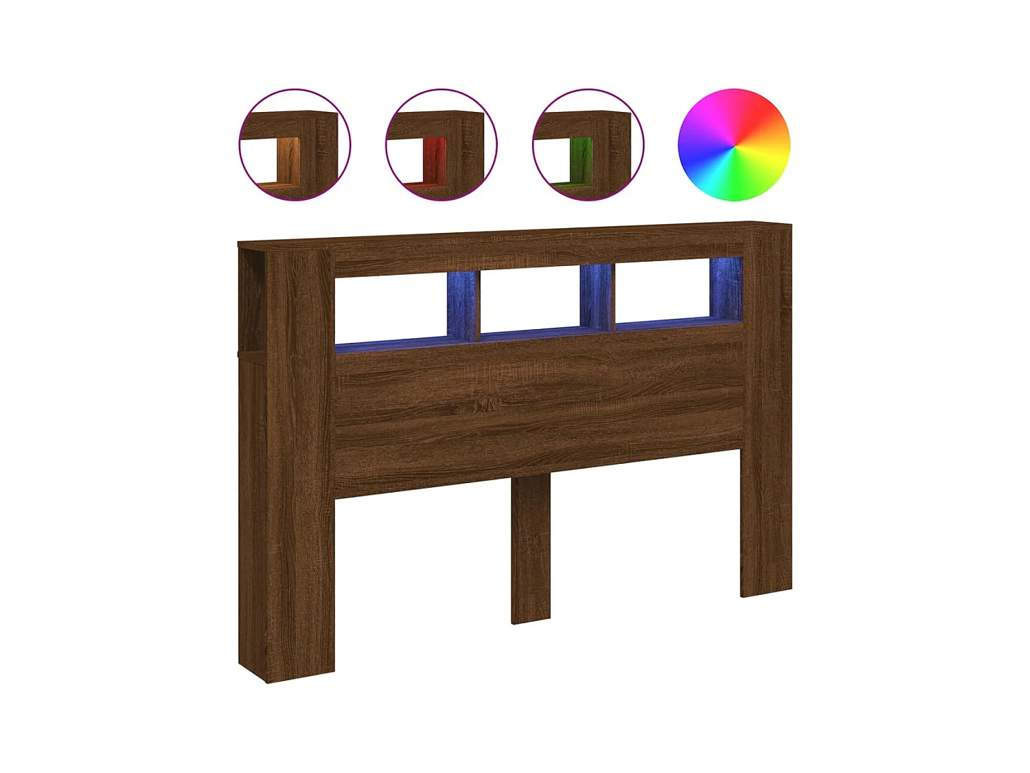 LED hoofdbord bruin eiken 160x18,5x103,5cm bewerkt hout