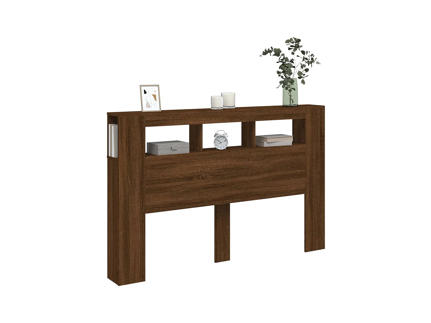 LED hoofdbord bruin eiken 160x18,5x103,5cm bewerkt hout