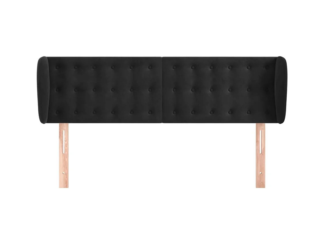 Tête de lit avec oreilles Noir 147x23x78/88 cm Velours