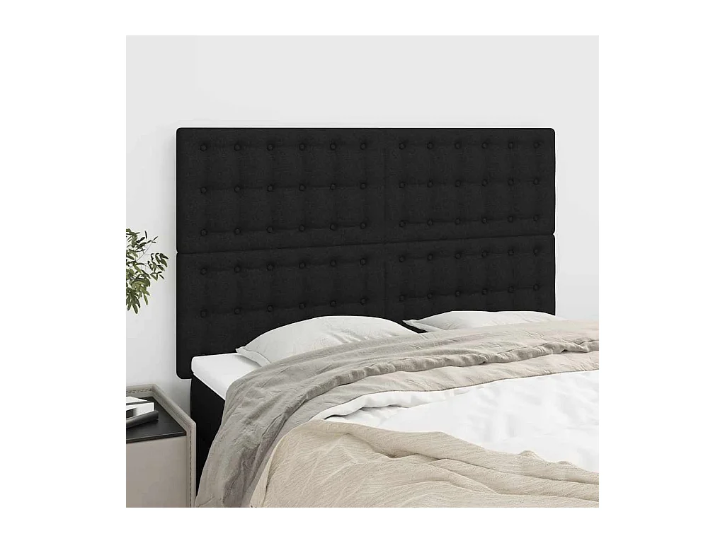 Têtes de lit 4 pcs Noir 72x5x78/88 cm Tissu