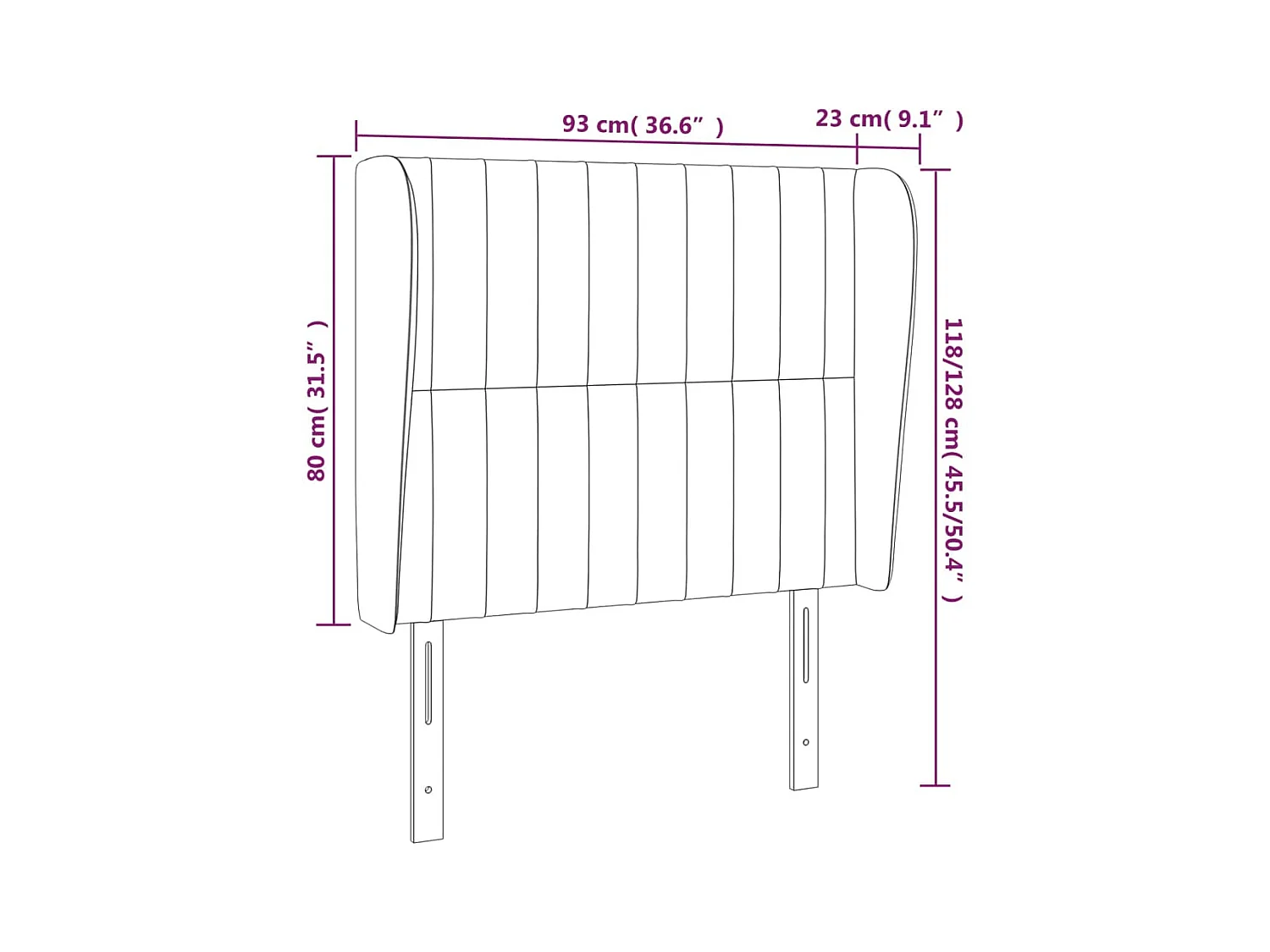 Hoofdbord met vleugels Rose 93x23x118/128 cm Fluweel