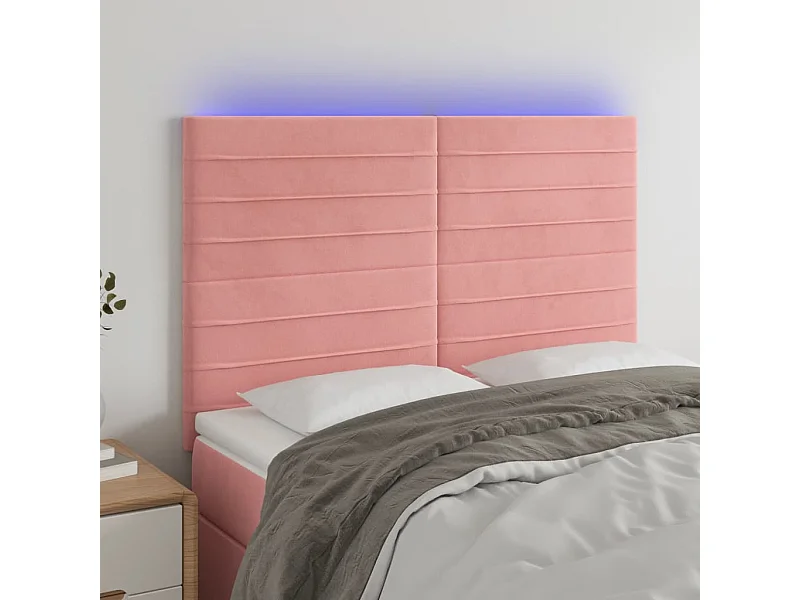 LED Hoofdbord Roze 144x5x118/128 cm Fluweel