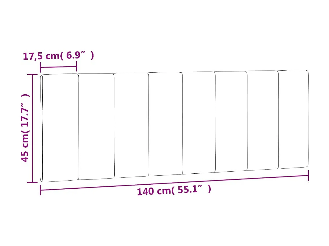 Zwart hoofdbordkussen 140 cm fluweel