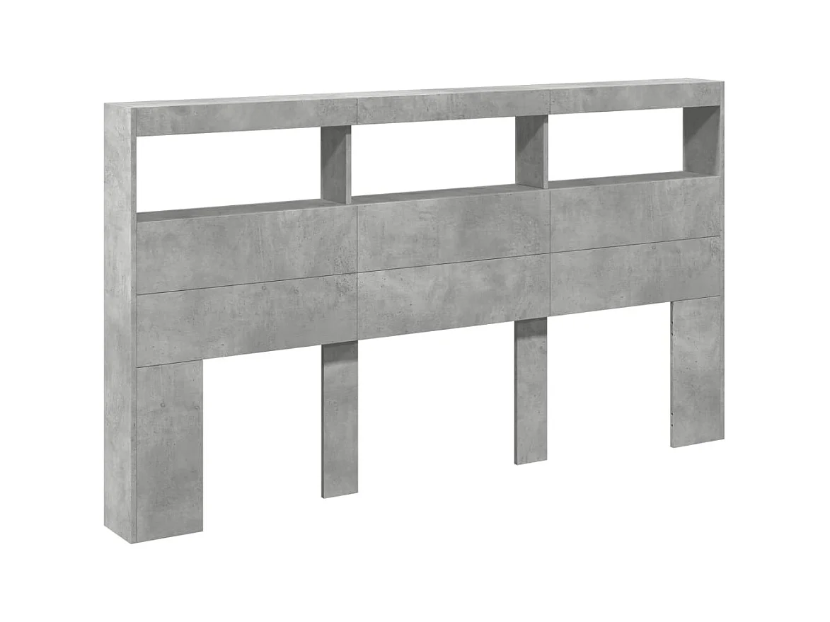 Betongrijs hoofdbord met LED's 180x17x102 cm