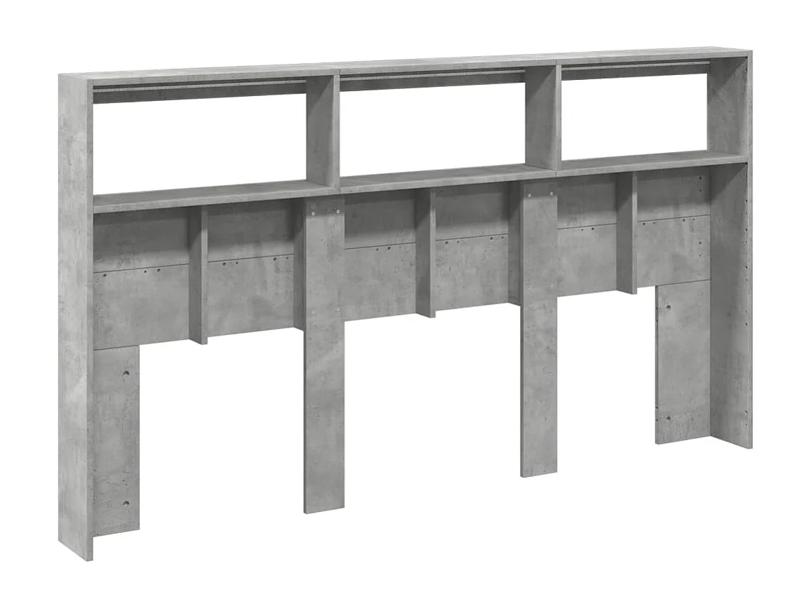 Betongrijs hoofdbord met LED's 180x17x102 cm