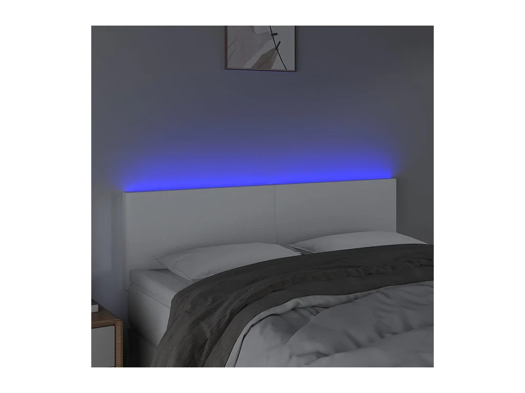 LED Hoofdbord Wit 144x5x78/88 cm Kunstleer