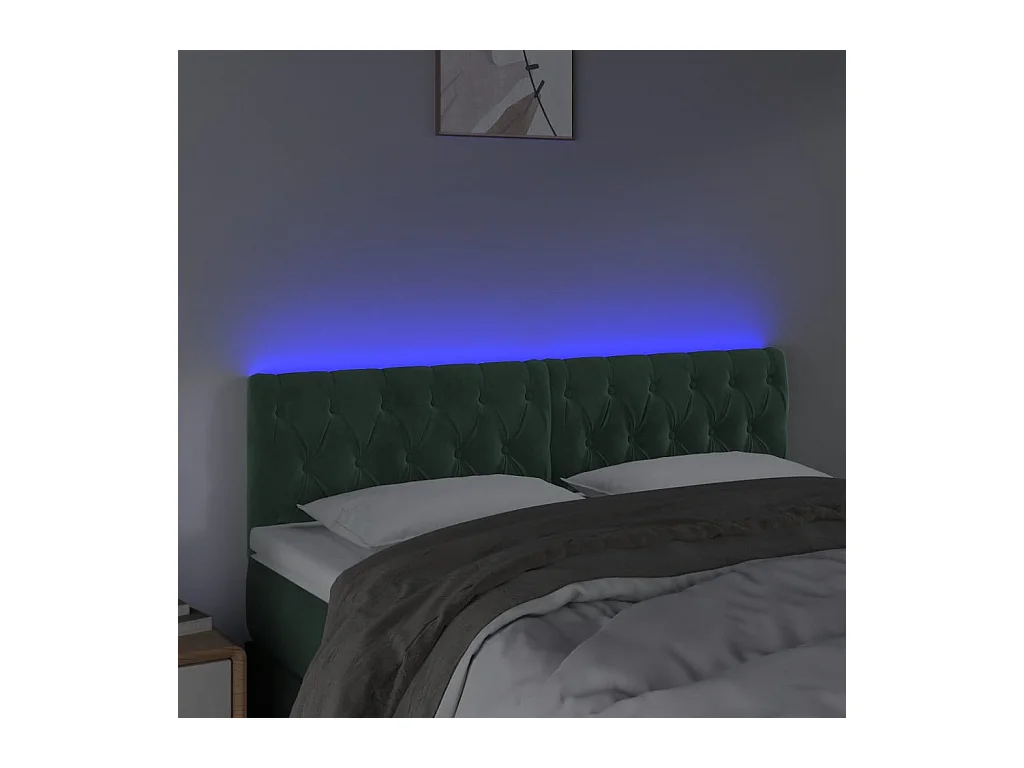 Cabecero LED Verde Oscuro 144x7x78/88 cm Terciopelo