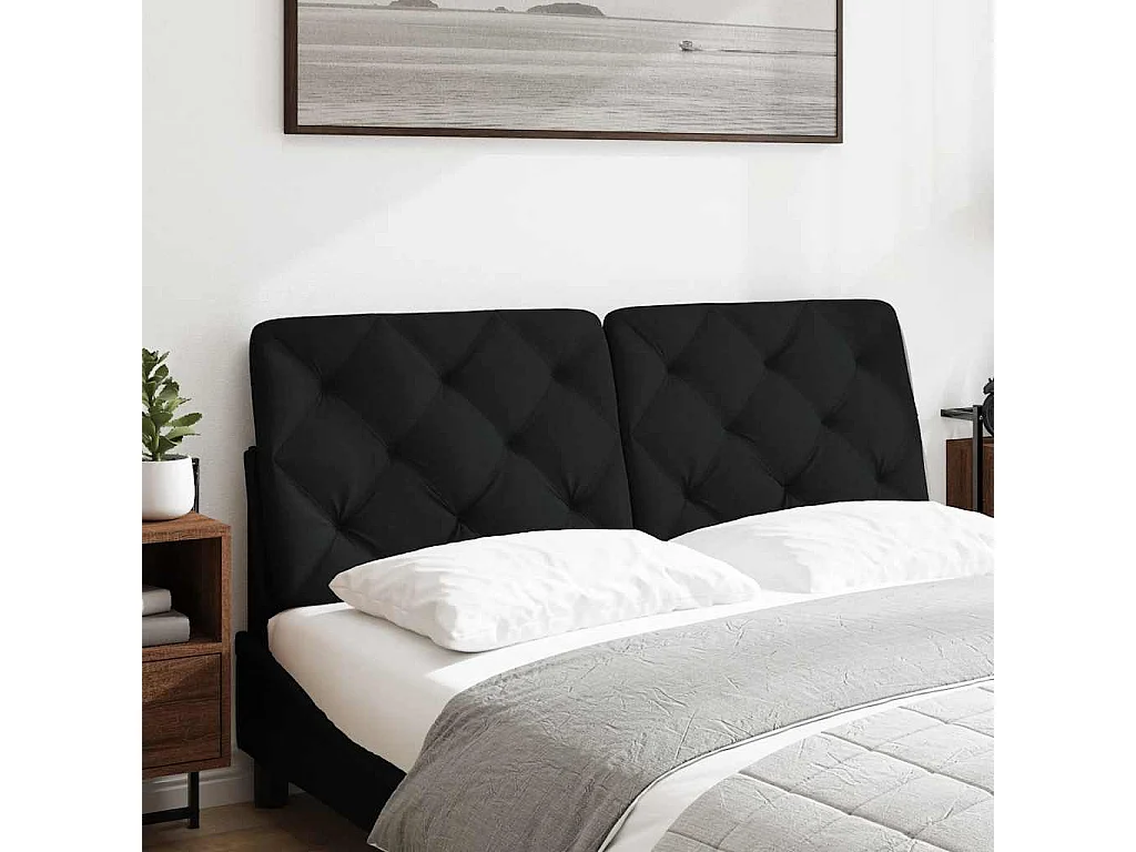 Coussin de tête de lit noir 140 cm tissu