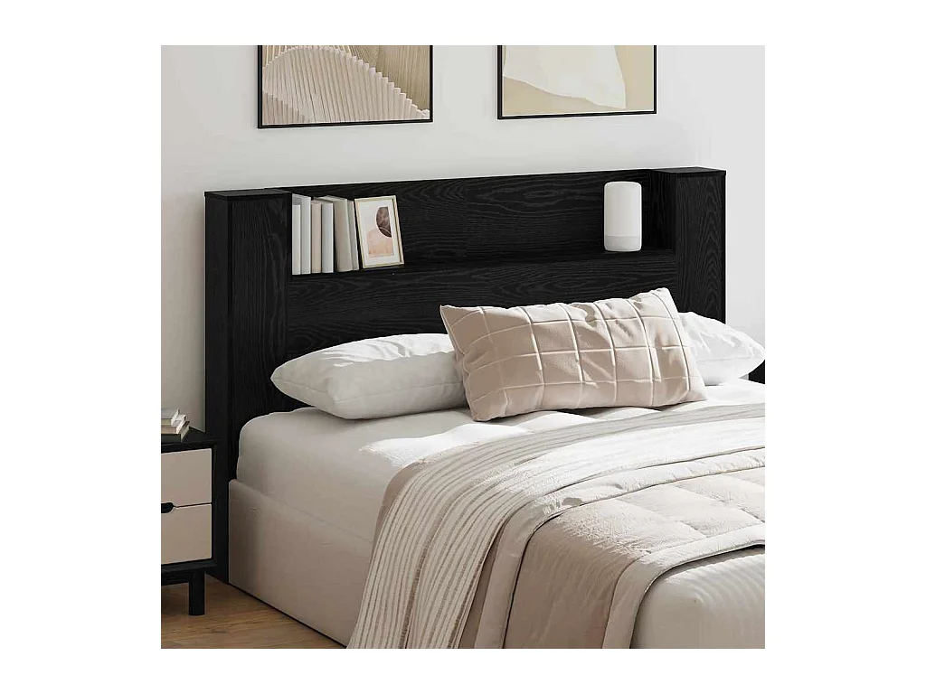 Cabinet de Tête de Lit Chêne noir Bois d'ingénierie