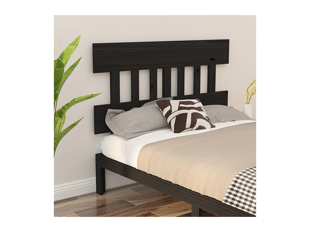 Tête de lit Noir 163,5x3x81 cm Bois massif de pin