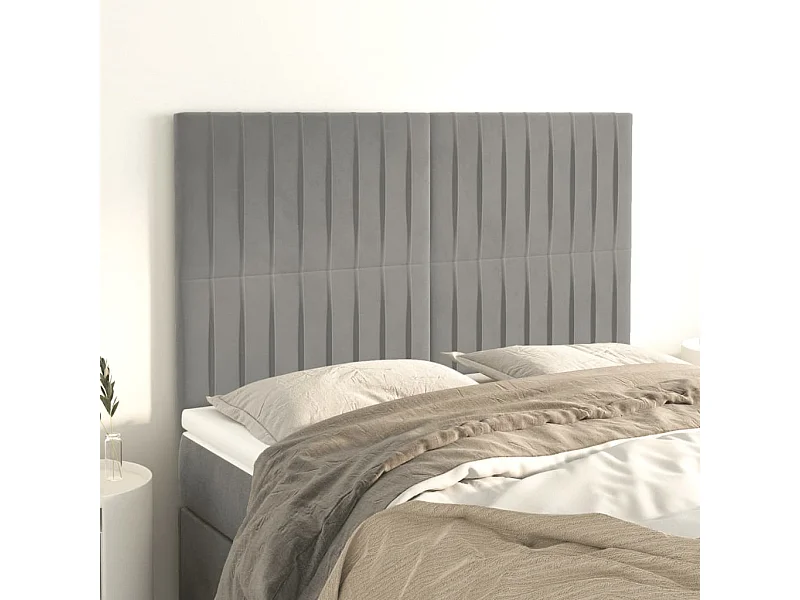 Testiere 4 pezzi Grigio chiaro 72x5x78/88 cm Velluto