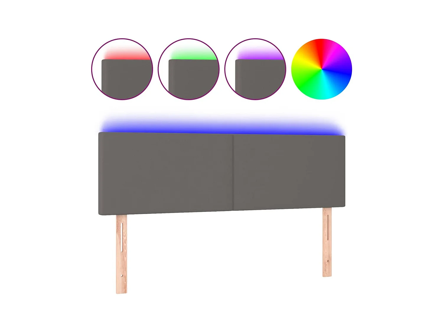 LED Hoofdbord Grijs 144x5x78/88 cm Kunstleer