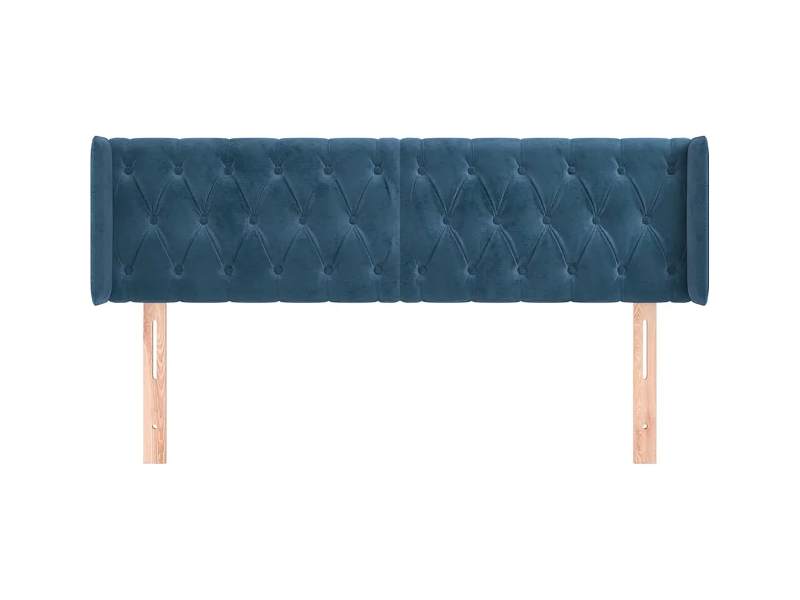 Tête de lit avec oreilles Bleu foncé 163x16x78/88 cm Velours