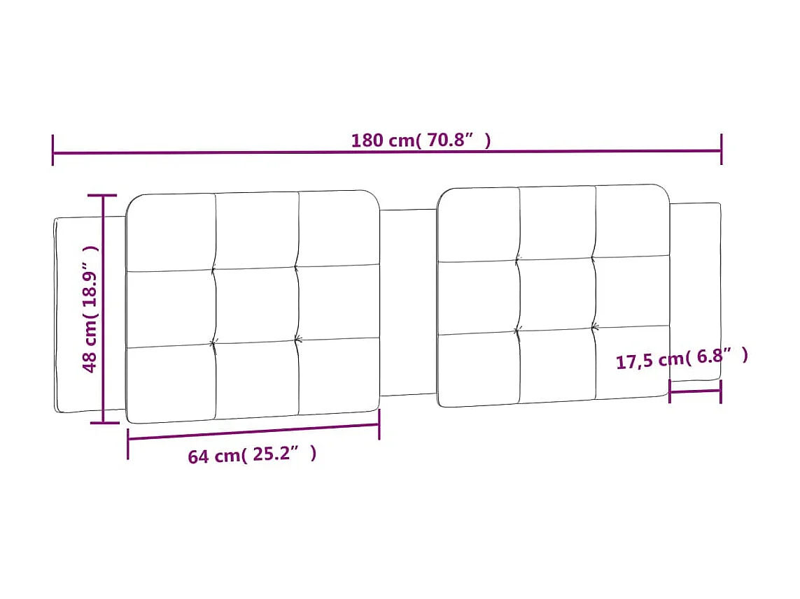 Cojín cabecero blanco y negro 180 cm polipiel
